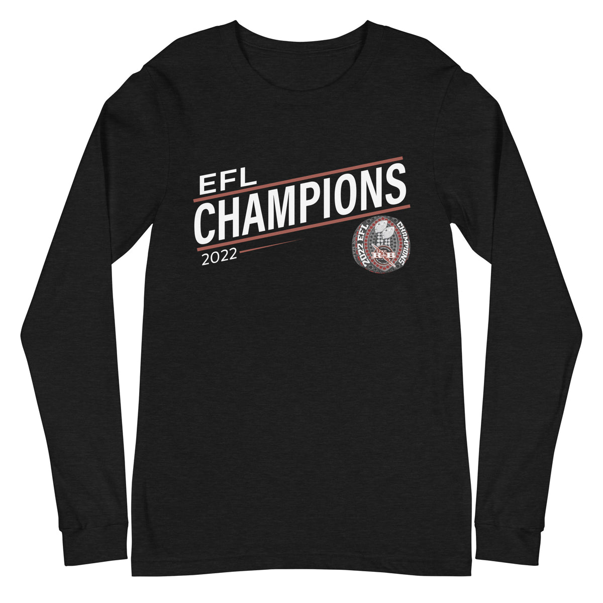 Watertown Red &amp; Black 2022 EFL Championship Ring Unisex Long Sleeve Tee