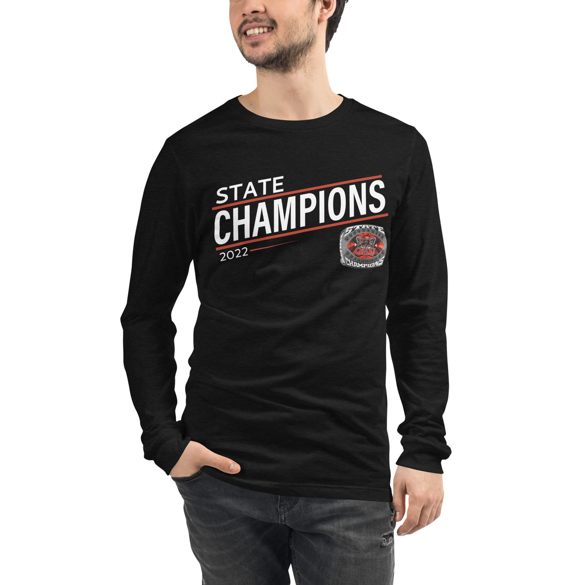 Oklahoma Union High School 2022 State Championship Ring  Unisex Long Sleeve Tee