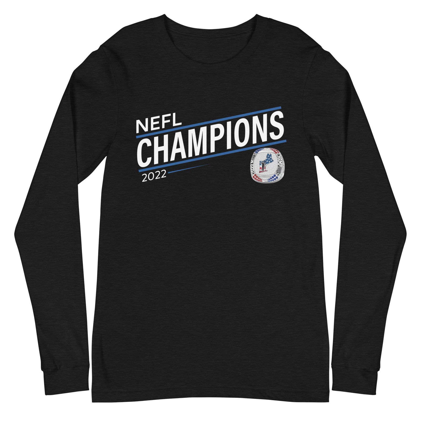 Mass Warriors 2022 NEFL Championship Ring Blue Line Unisex Long Sleeve Tee