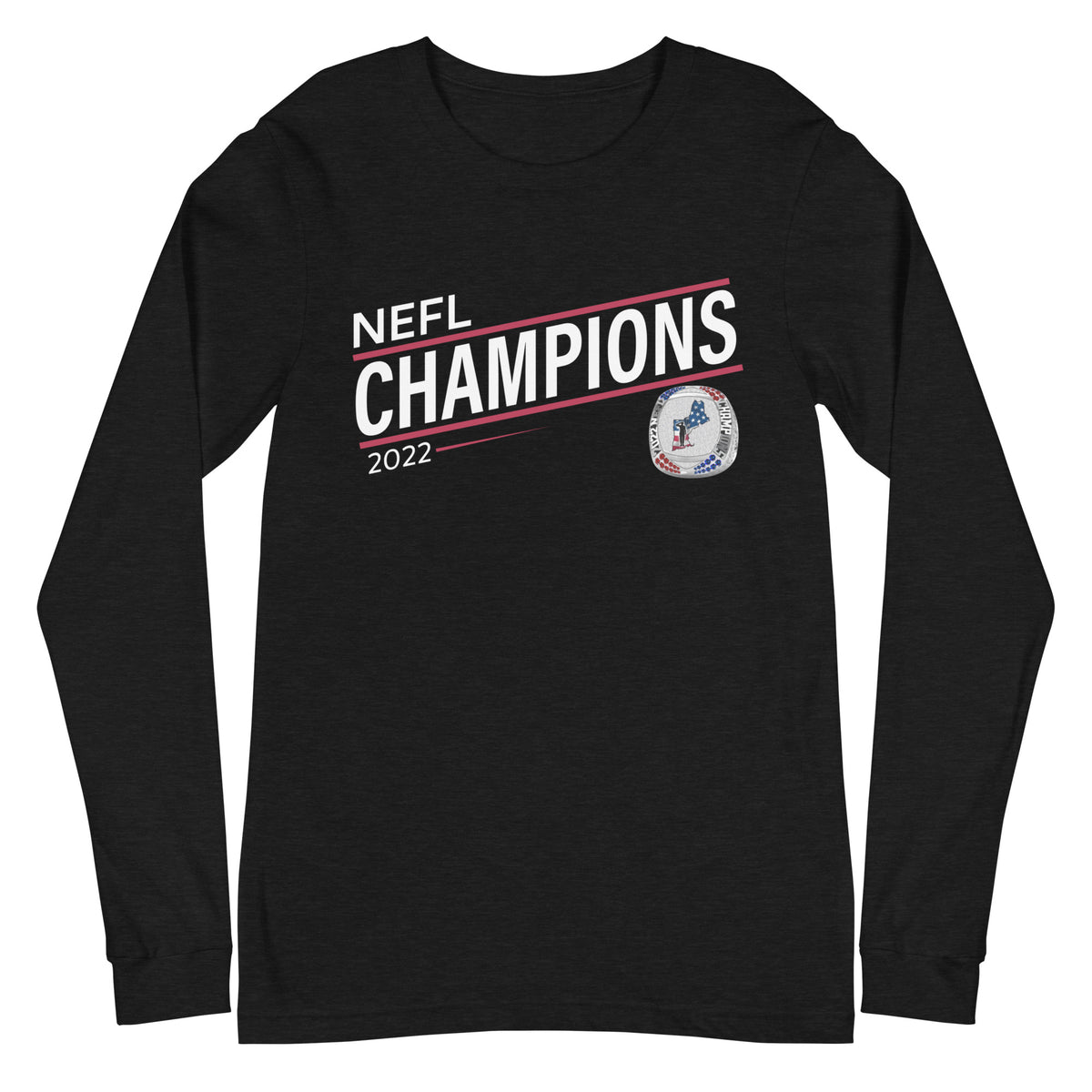 Mass Warriors 2022 NEFL Championship Ring Red Line Unisex Long Sleeve Tee