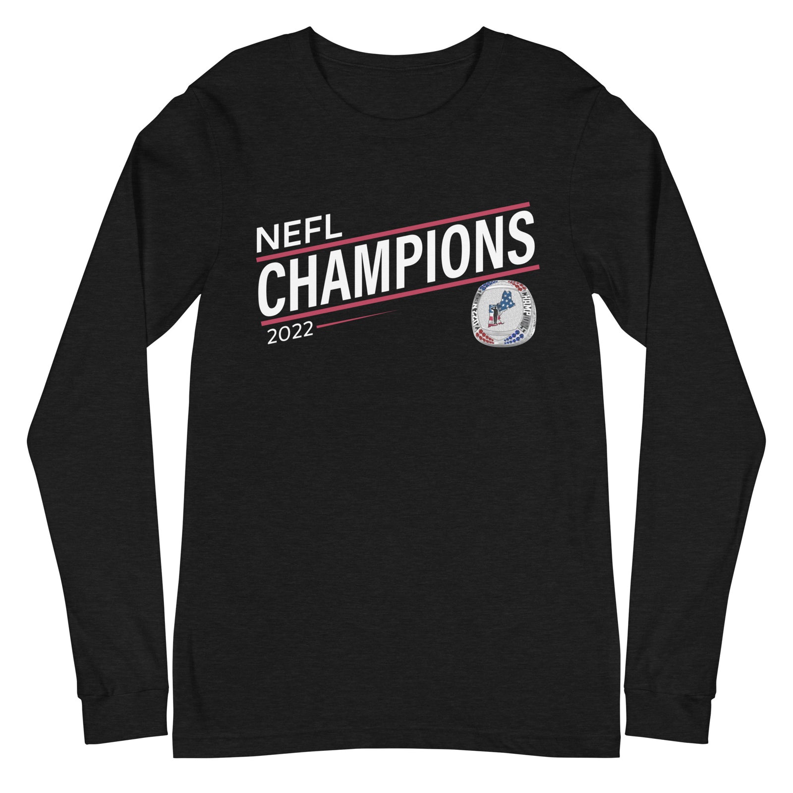 Mass Warriors 2022 NEFL Championship Ring Red Line Unisex Long Sleeve Tee