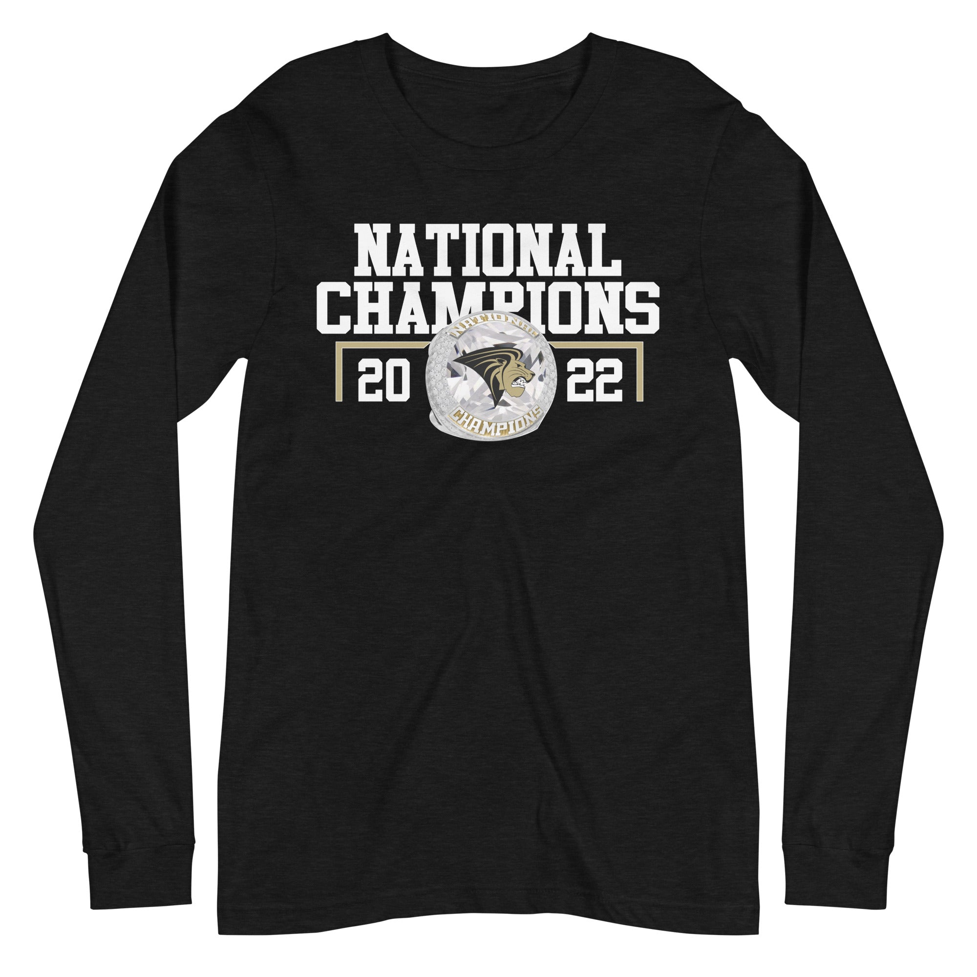 33872 - Lindenwood Cheer 2022 National Championship Ring Unisex Long Sleeve Tee