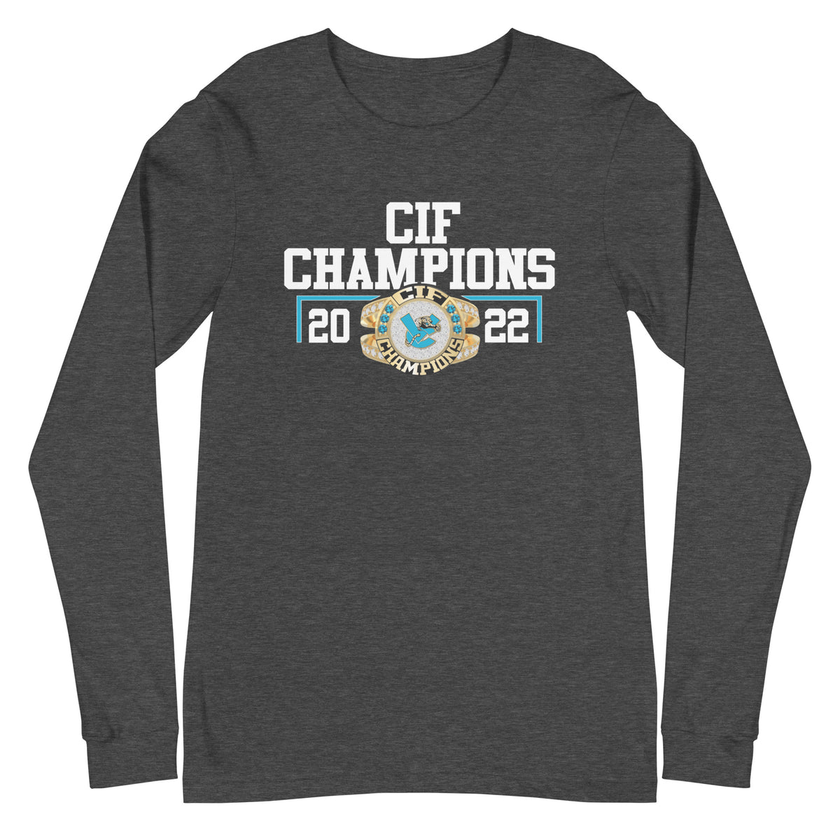 Valley Center High School Track &amp; Field Gold Lasium 2022 CIF Championship Ring Unisex Long Sleeve Tee