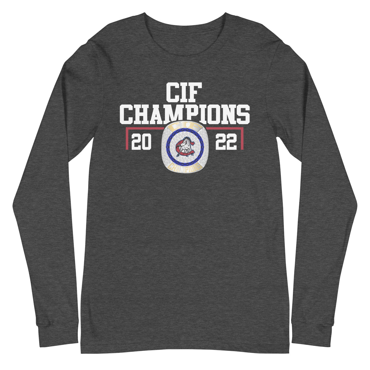 Crawford High Men’s Soccer 2022 CIF Championship Ring Unisex Long Sleeve Tee