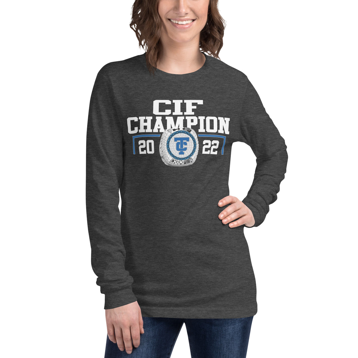Temescal Canyon High School Wrestling 2022 CIF Championship Ring Unisex Long Sleeve Tee