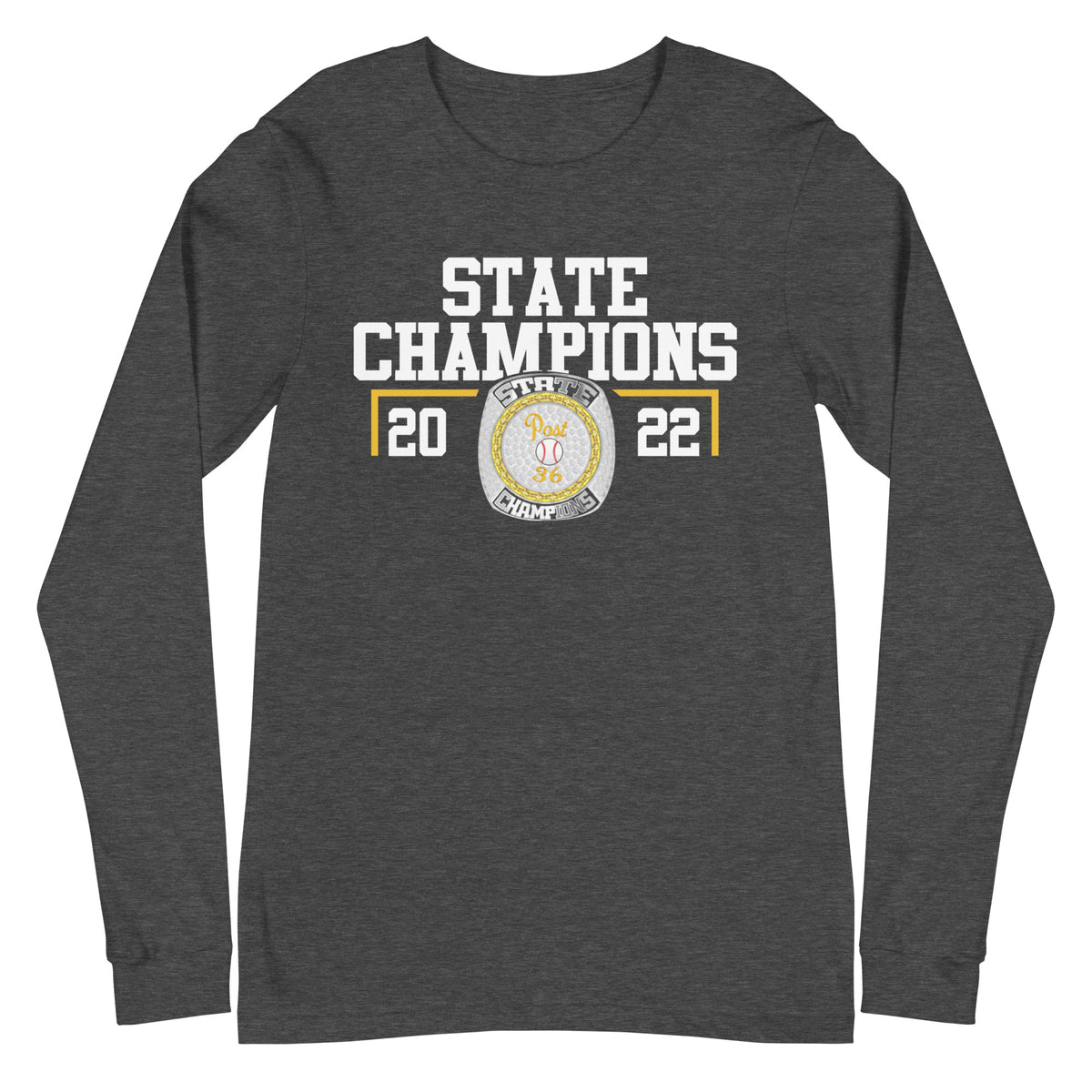 Post 36 Baseball Rally Dawgs 2022 State Championship Ring Unisex Long Sleeve Tee