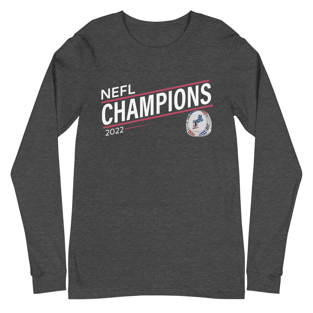Mass Warriors 2022 NEFL Championship Ring Red Line Unisex Long Sleeve Tee