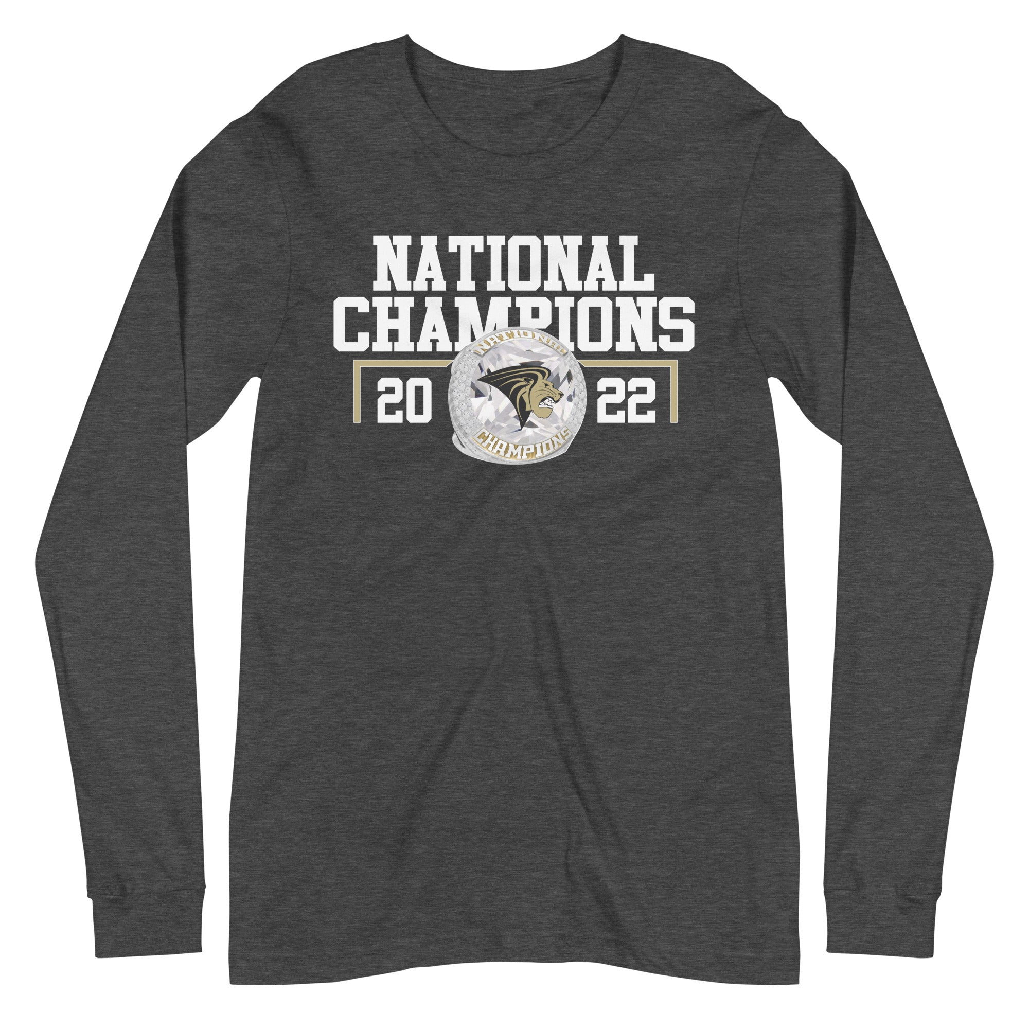 33872 - Lindenwood Cheer 2022 National Championship Ring Unisex Long Sleeve Tee