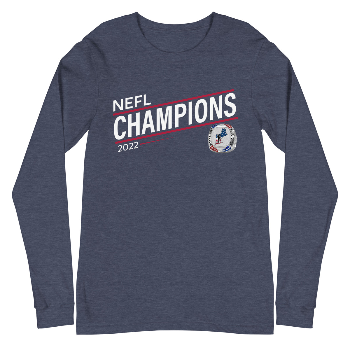 Mass Warriors 2022 NEFL Championship Ring Red Line Unisex Long Sleeve Tee