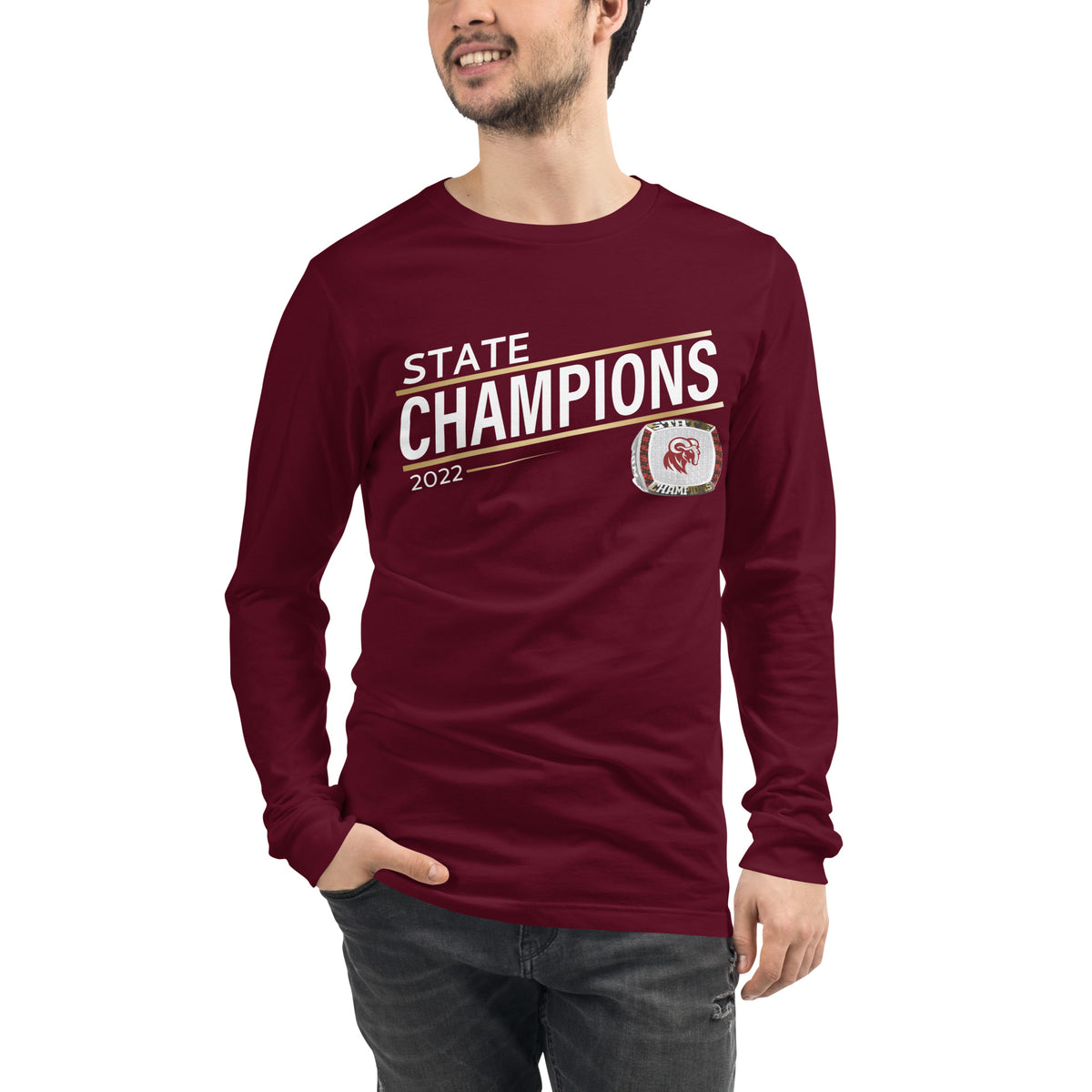 Merino High School 2022 State Championship Ring Goldline Unisex Long Sleeve Tee