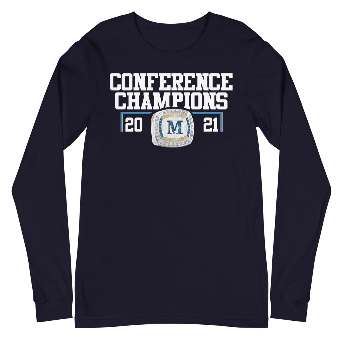 Marian University 2021 Hockey Conference Championship Ring Unisex Long Sleeve Tee