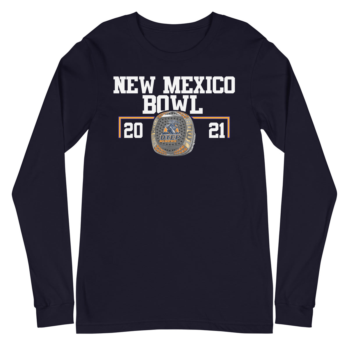 University of Texas at El Paso Football 2021 New Mexico Bowl Championship Ring Unisex Long Sleeve Tee