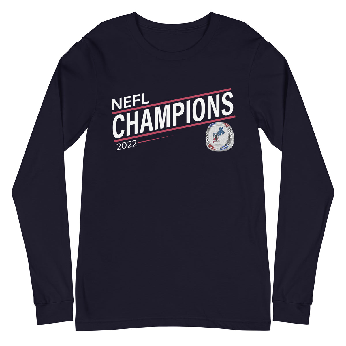 Mass Warriors 2022 NEFL Championship Ring Red Line Unisex Long Sleeve Tee