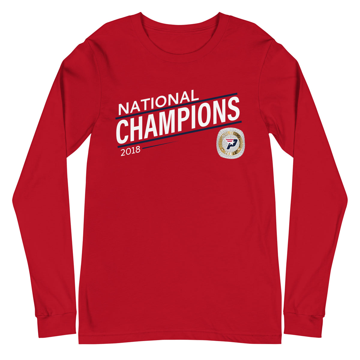 South Bay Patriots Blue Line 2018 National Championship Ring Unisex Long Sleeve Tee
