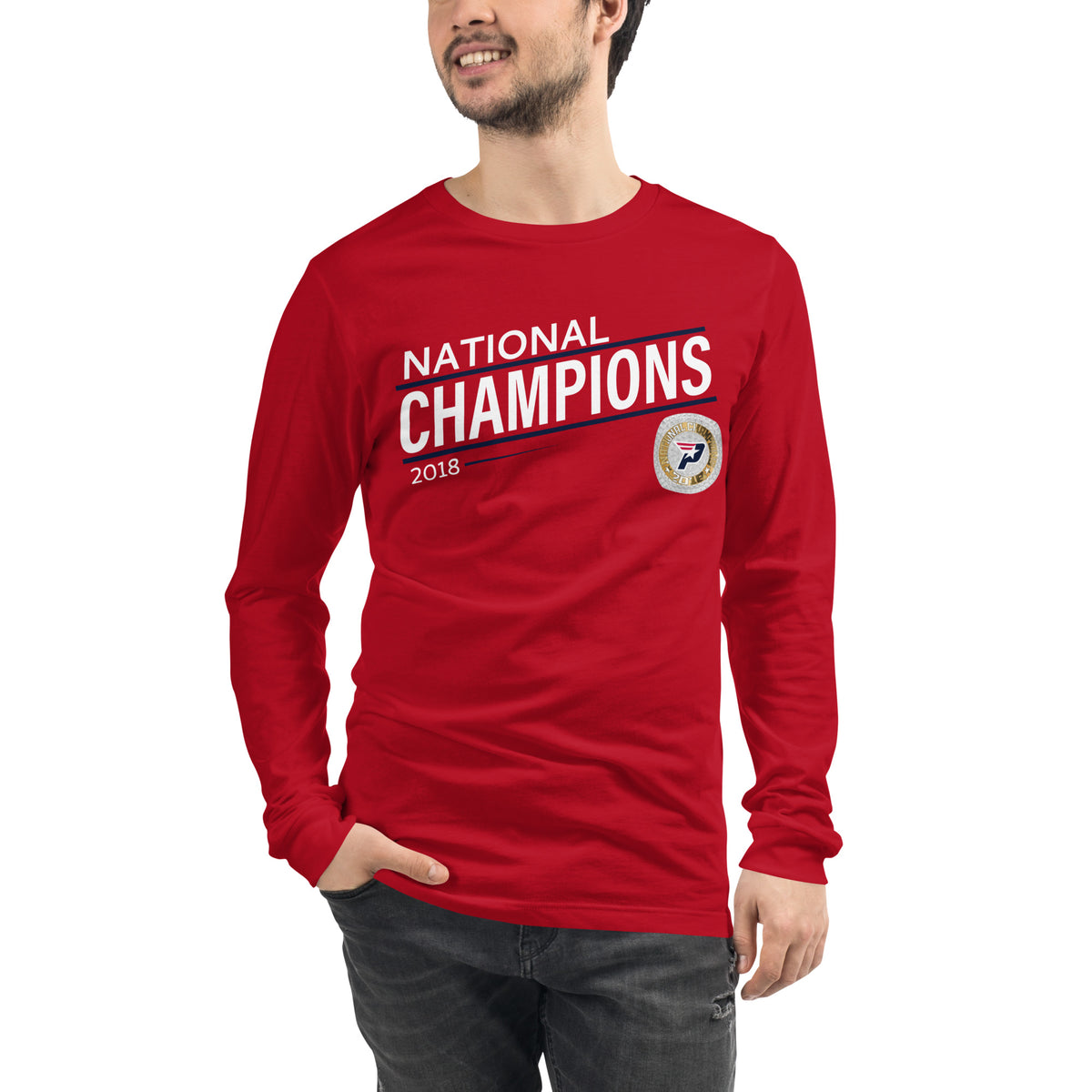 South Bay Patriots Blue Line 2018 National Championship Ring Unisex Long Sleeve Tee