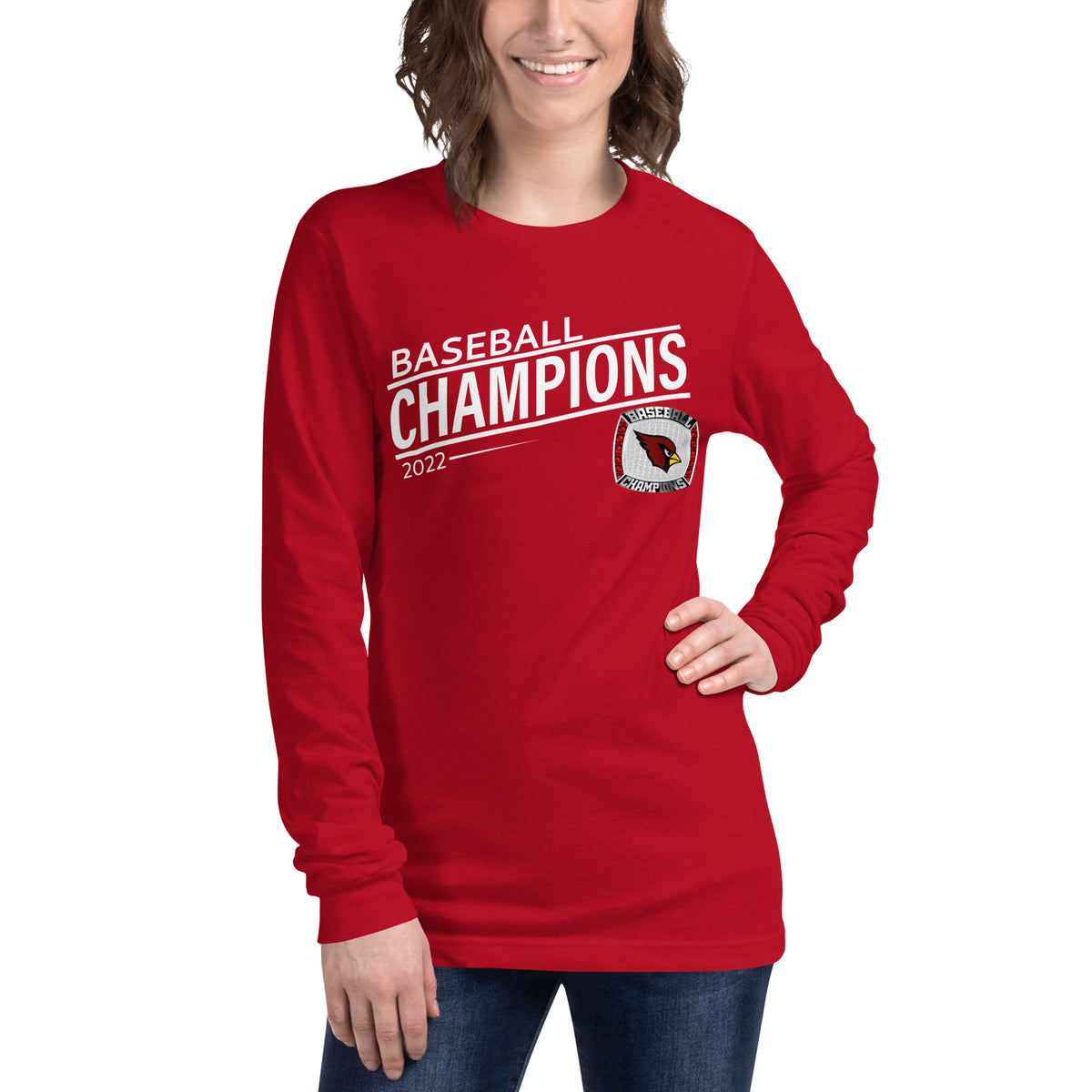 Fairmont Senior High School 2022 Baseball Championship Ring Unisex Long Sleeve Tee