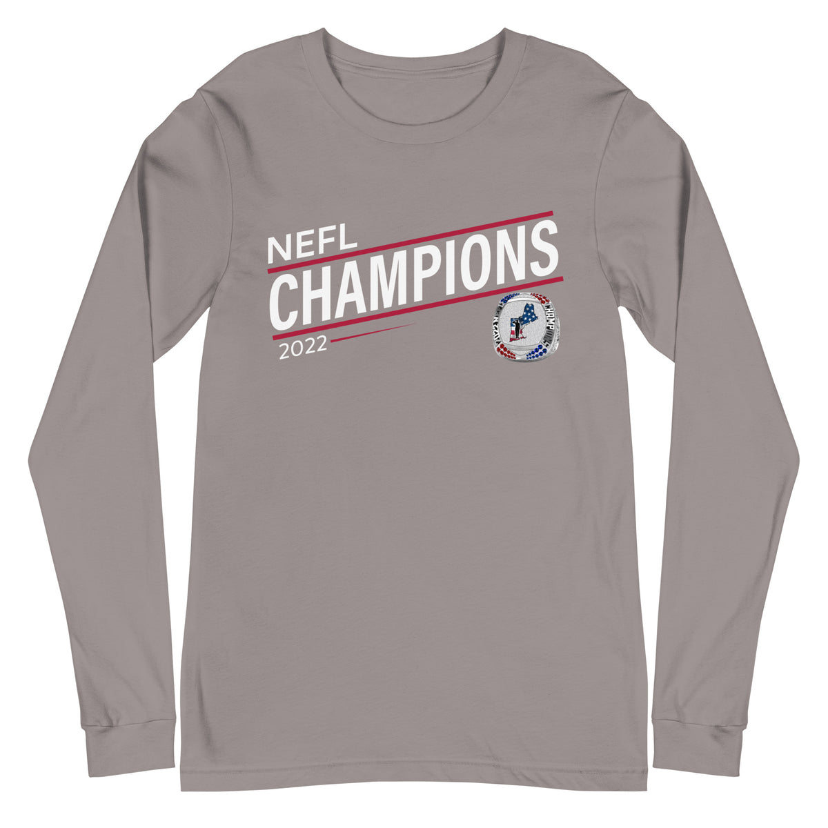 Mass Warriors 2022 NEFL Championship Ring Red Line Unisex Long Sleeve Tee