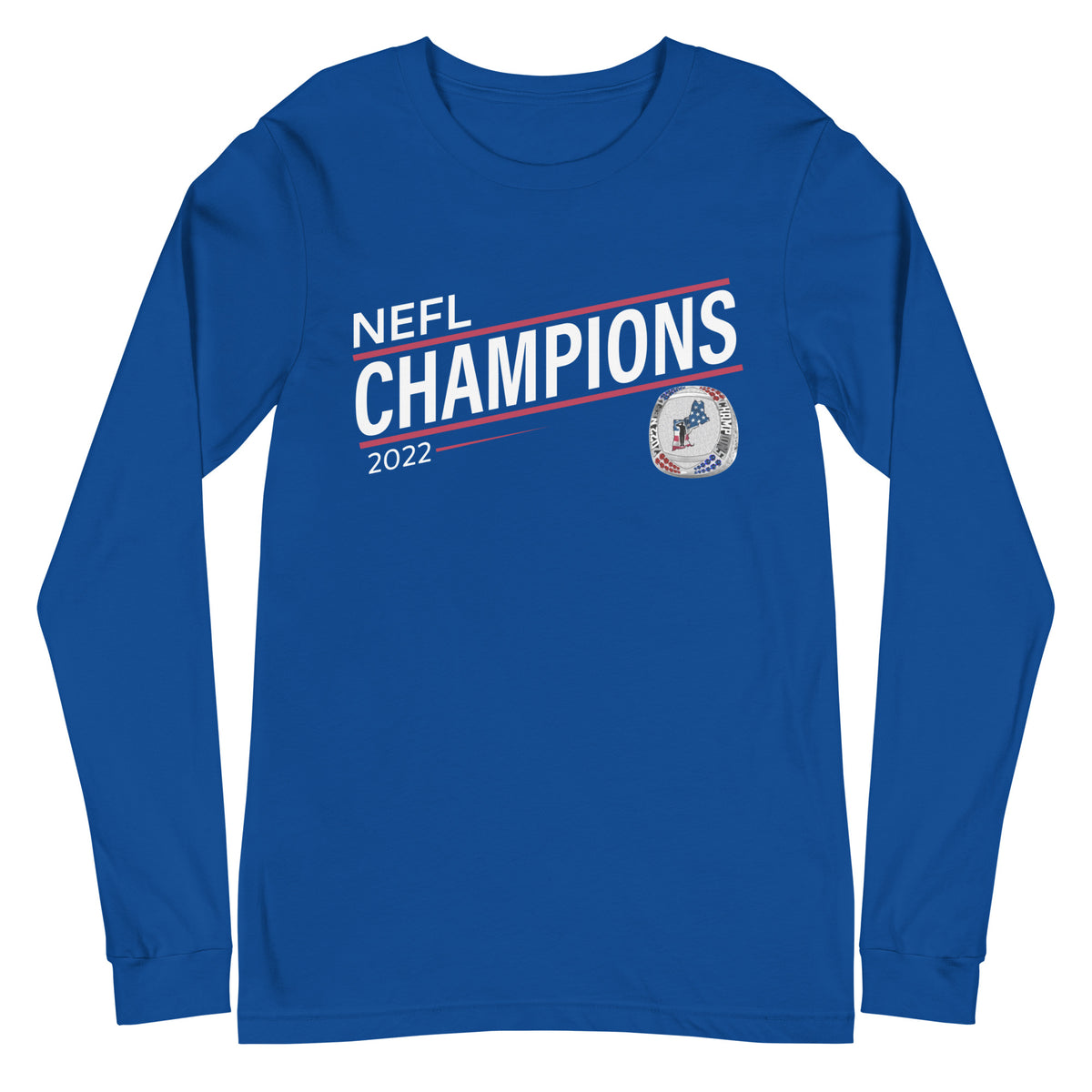 Mass Warriors 2022 NEFL Championship Ring Red Line Unisex Long Sleeve Tee