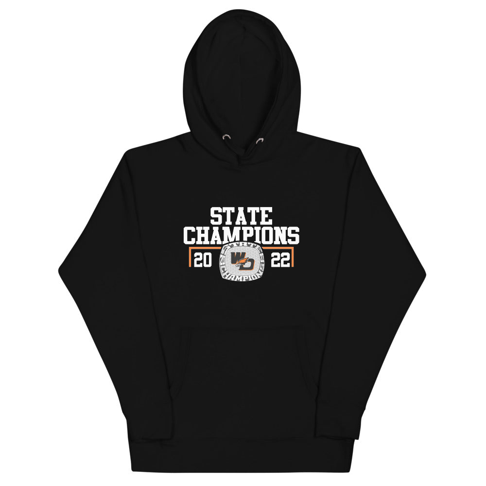 West Delaware High School Wrestling 2022 Championship Ring Unisex Hoodie