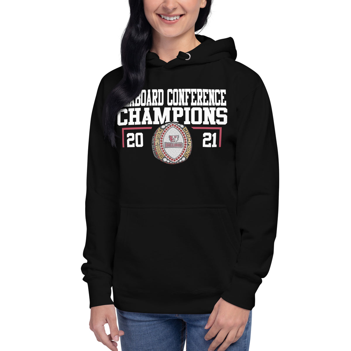 Thaddeus Stevens College Football 2021 Conference Blackcast Championship Ring Unisex Hoodie