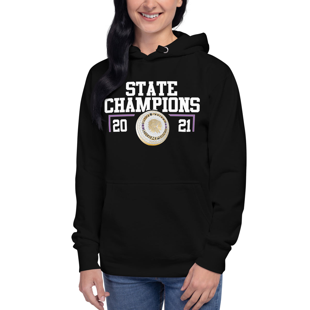 Amite High School Football 2021 State  Championship Style Ring Unisex Hoodie