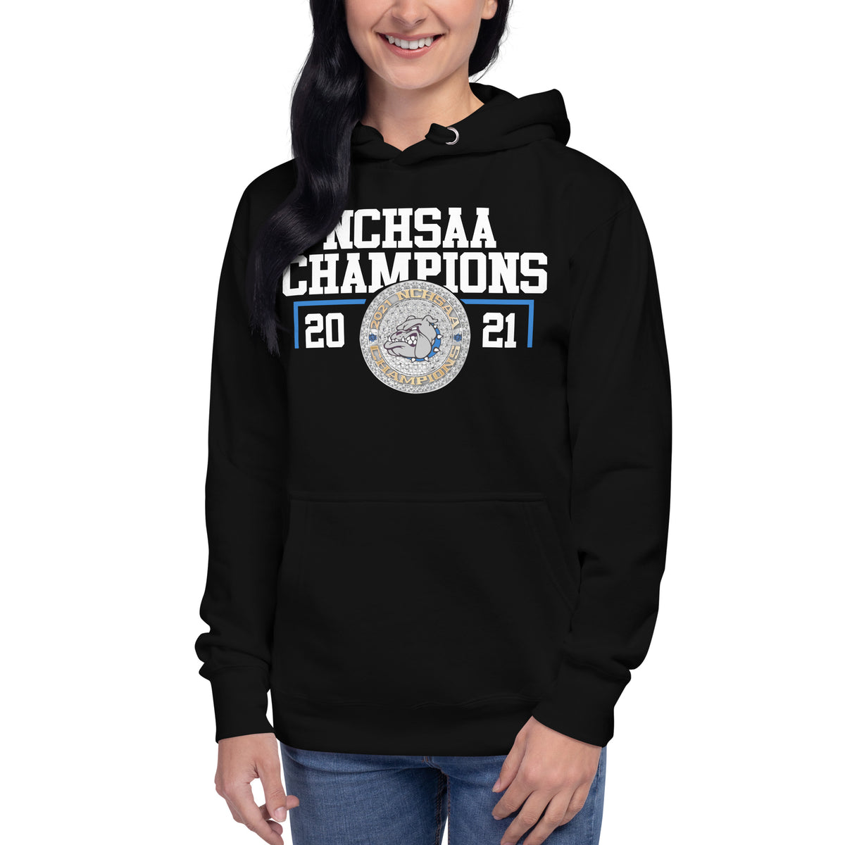 Princeton Middle School Cheer 2021 NCHSAA Championship Ring Unisex Hoodie