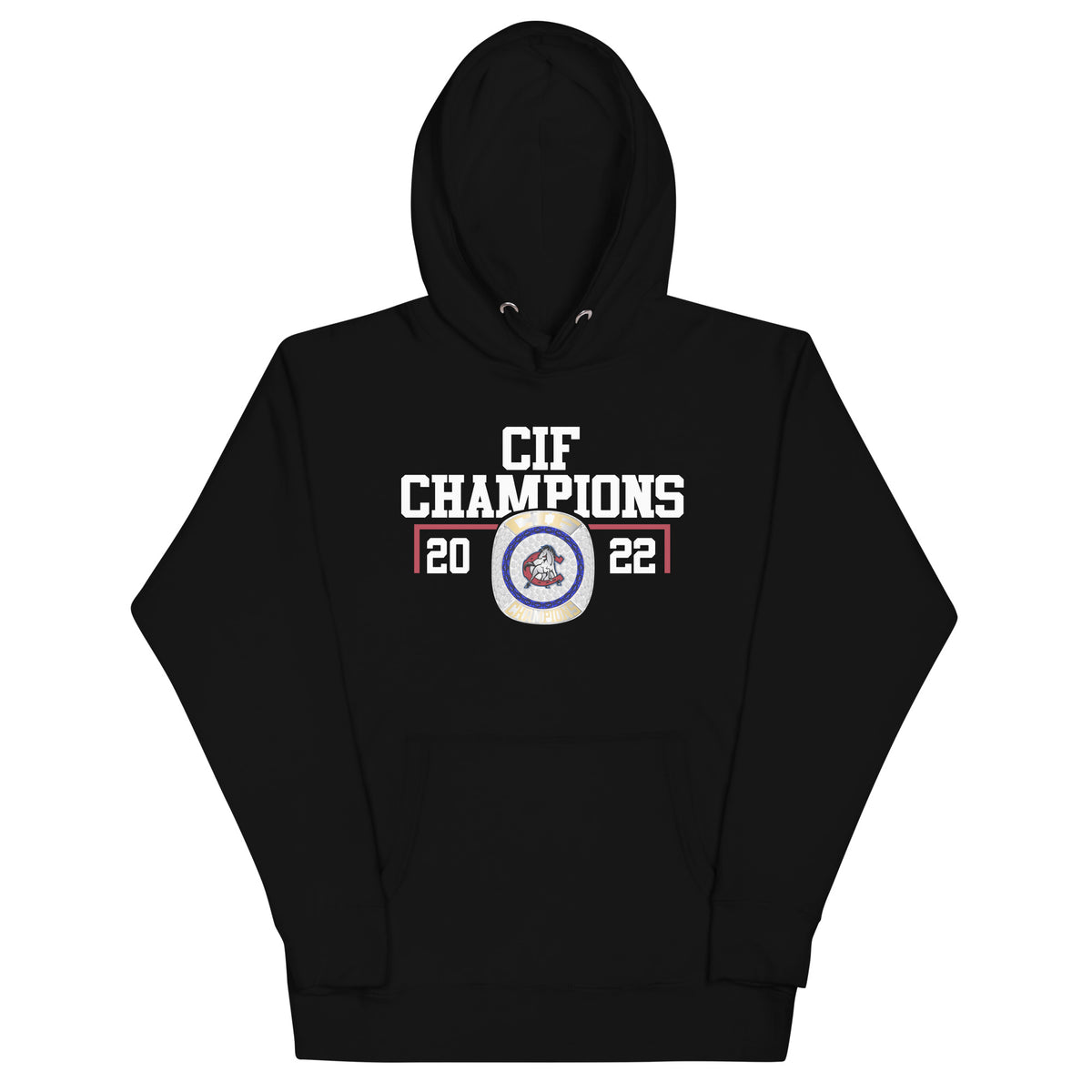 Crawford High Men’s Soccer 2022 CIF Championship Ring Unisex Hoodie