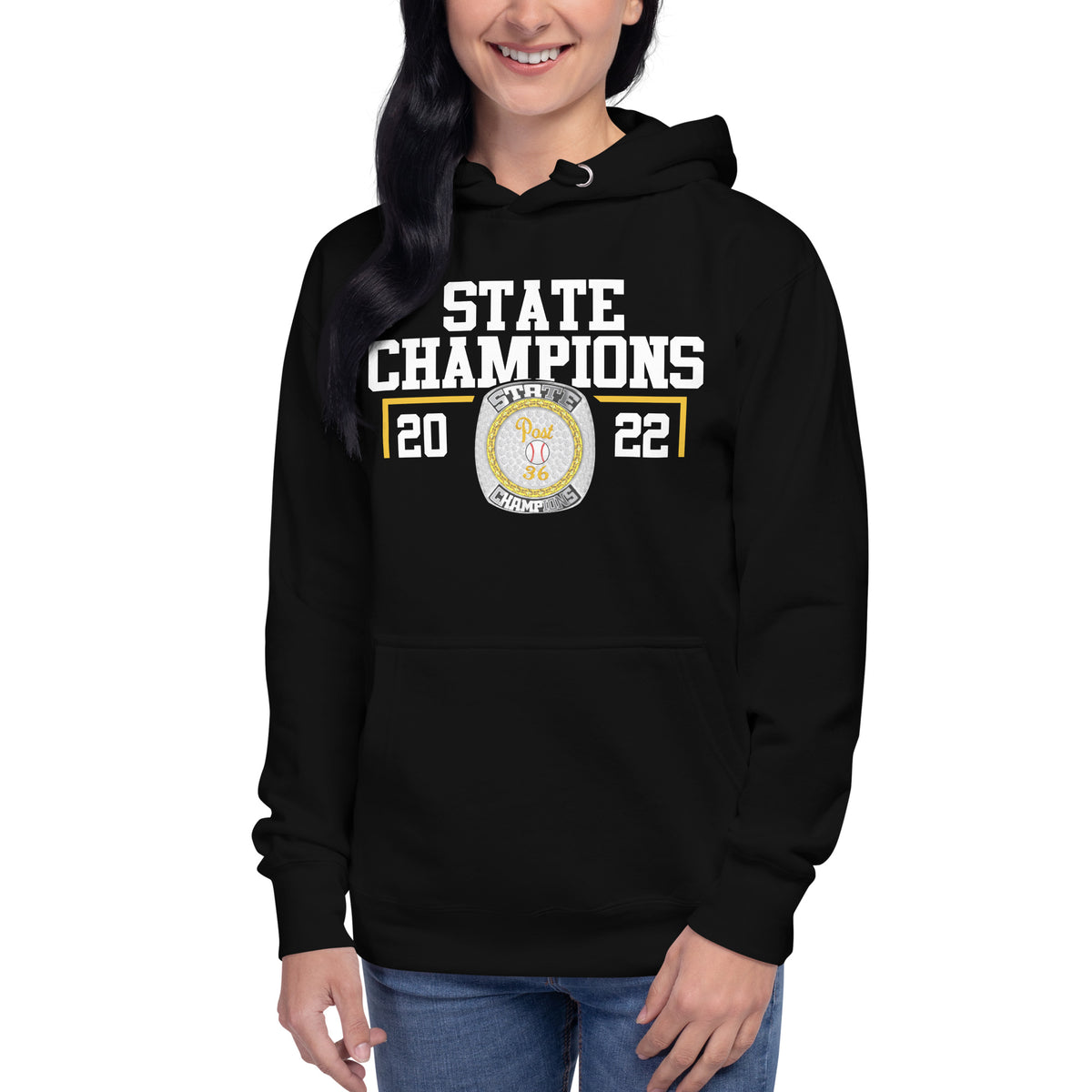 Post 36 Baseball Rally Dawgs 2022 State Championship Ring Unisex Hoodie
