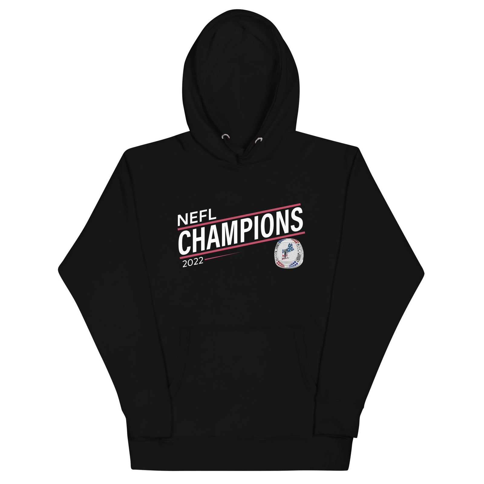 Mass Warriors 2022 NEFL Championship Ring Red Line Unisex Hoodie