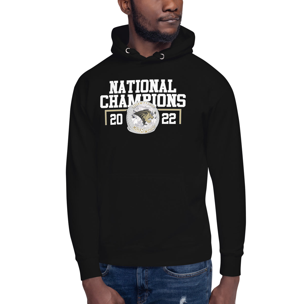 33872 - Lindenwood Cheer 2022 National Championship Ring Unisex Hoodie