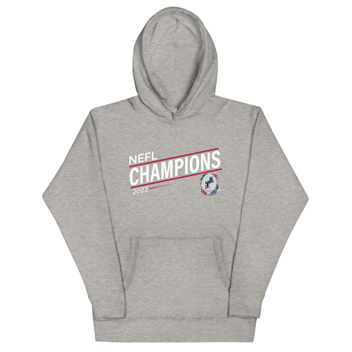 Mass Warriors 2022 NEFL Championship Ring Red Line Unisex Hoodie