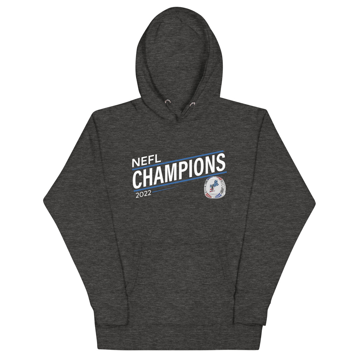 Mass Warriors 2022 NEFL Championship Ring Blue Line Unisex Hoodie