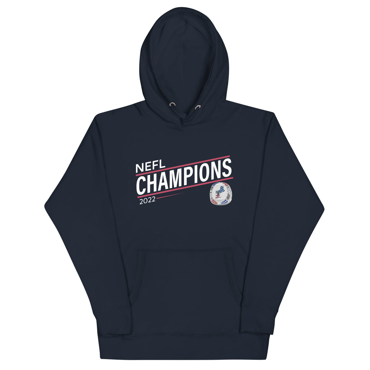 Mass Warriors 2022 NEFL Championship Ring Red Line Unisex Hoodie