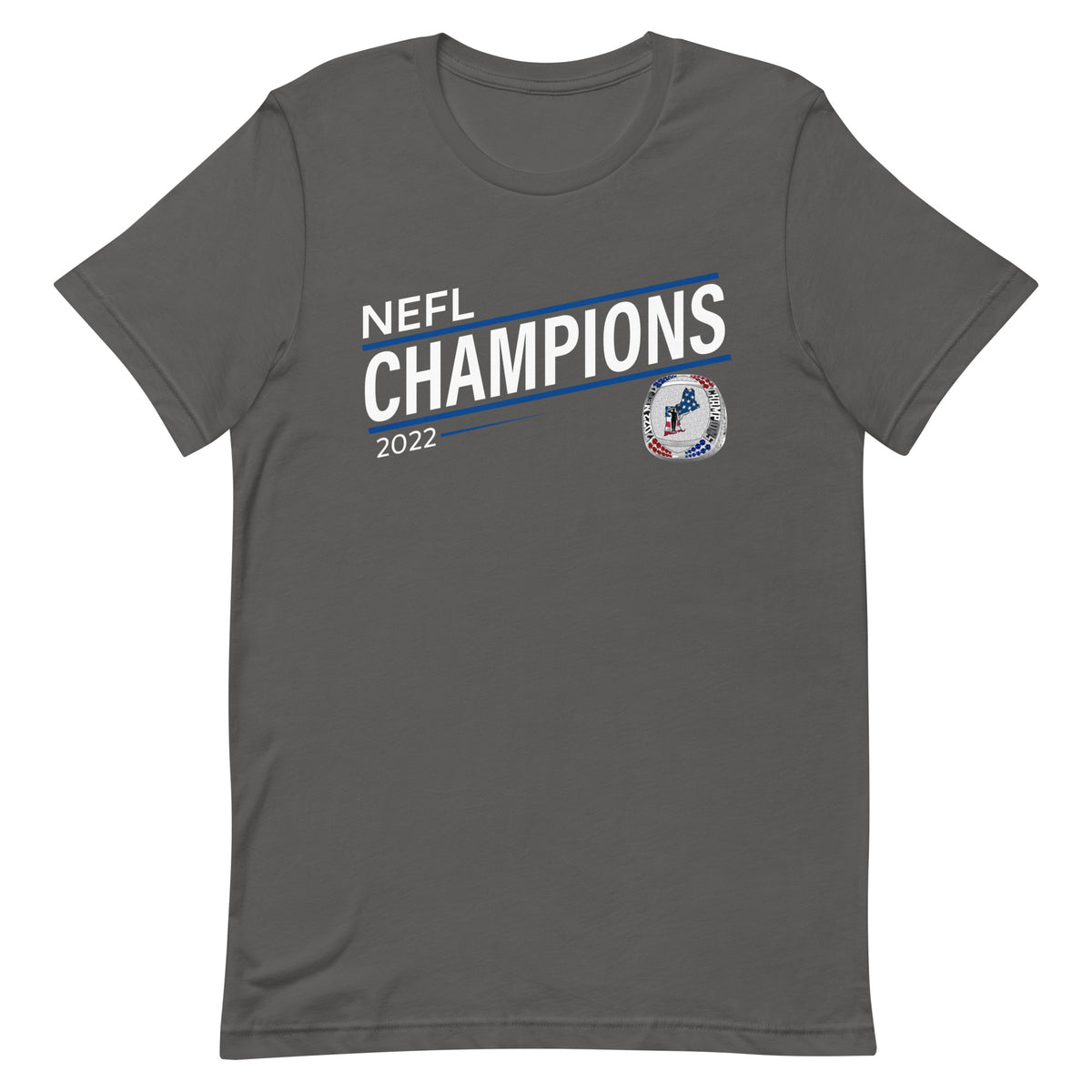 Mass Warriors 2022 NEFL Championship Ring Blue Line Unisex t-shirt