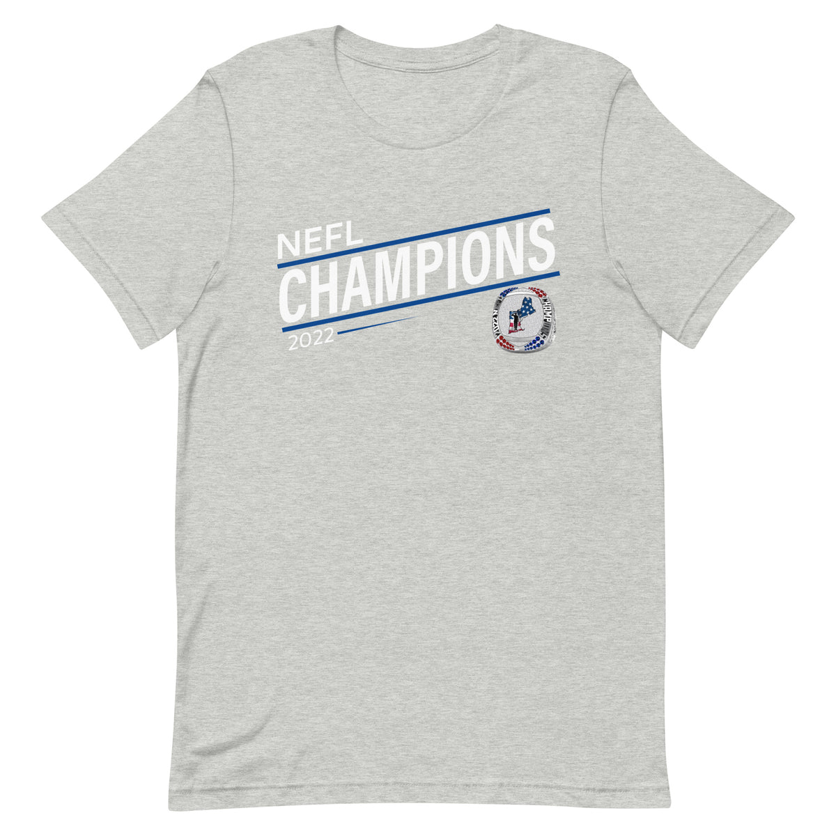Mass Warriors 2022 NEFL Championship Ring Blue Line Unisex t-shirt