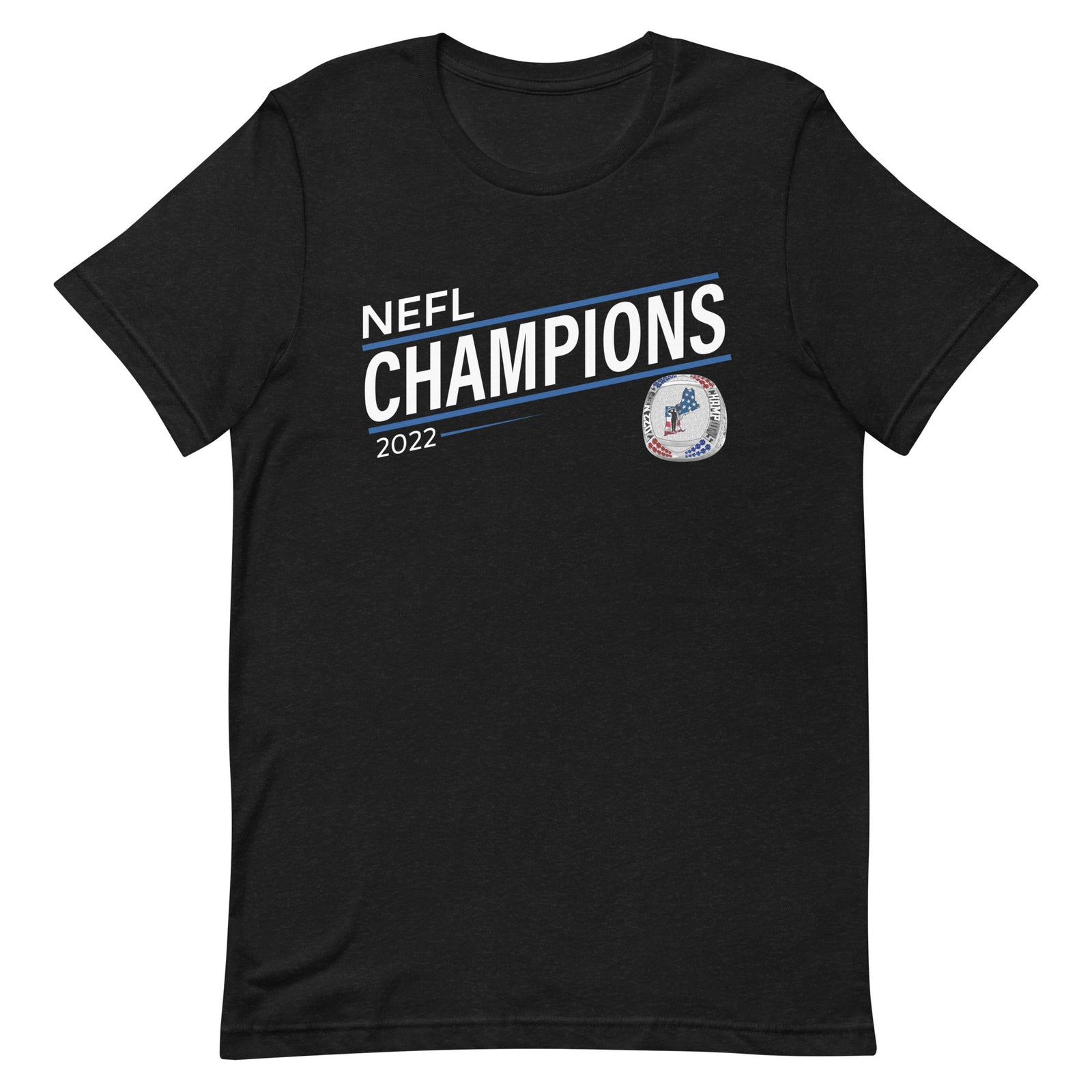 Mass Warriors 2022 NEFL Championship Ring Blue Line Unisex t-shirt
