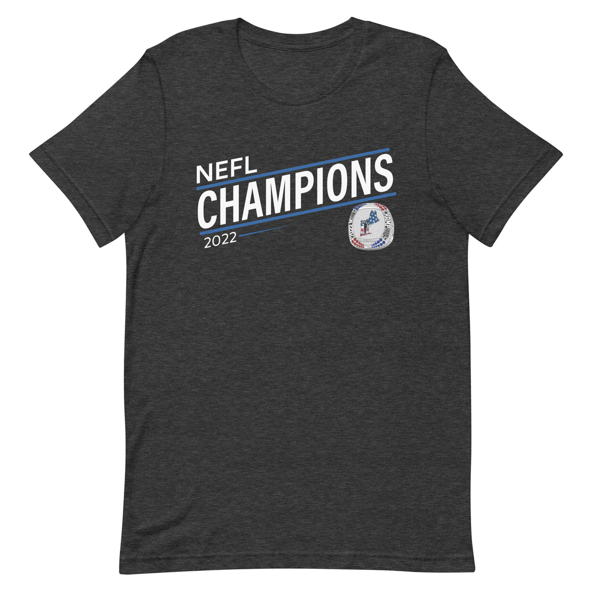 Mass Warriors 2022 NEFL Championship Ring Blue Line Unisex t-shirt