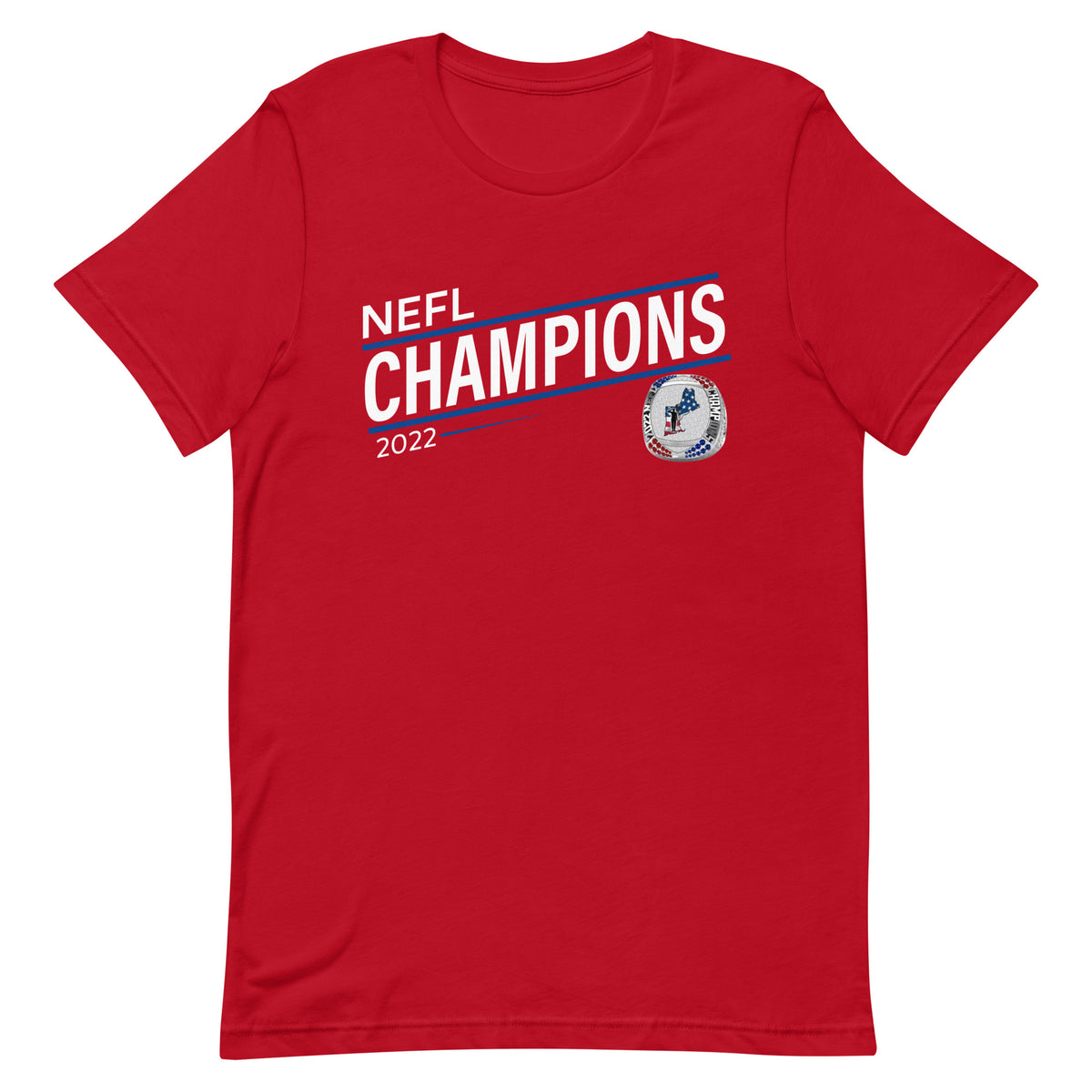 Mass Warriors 2022 NEFL Championship Ring Blue Line Unisex t-shirt